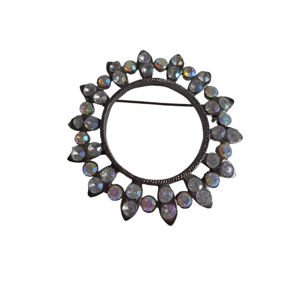 Unique Costume Brooch Pin Jewelry Rhinestones Aurora Borealis - Picture 1 of 2